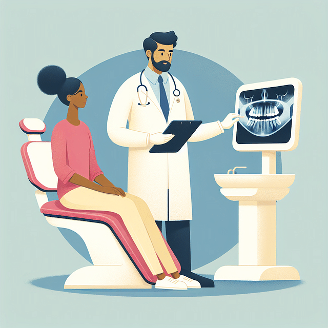 dentist discussing X-ray results with patient