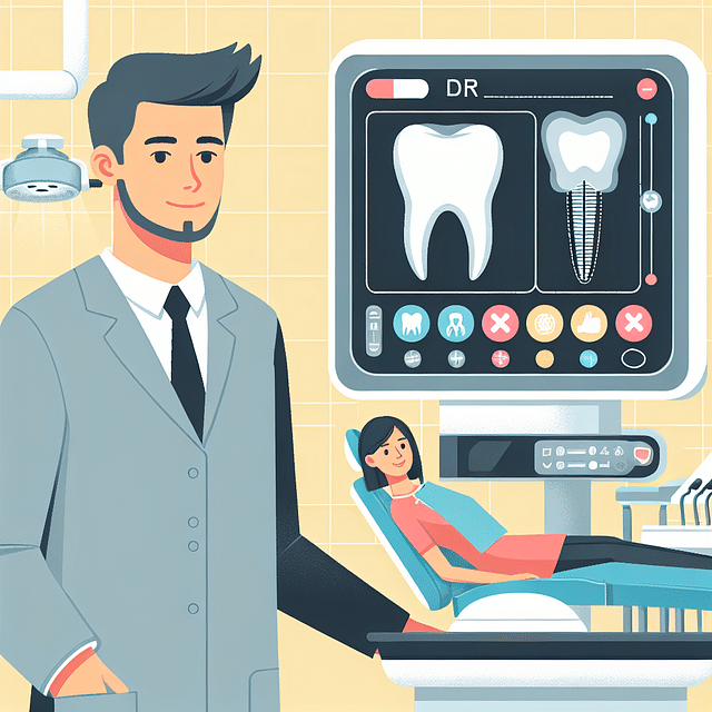 dental professional operating X-ray control panel