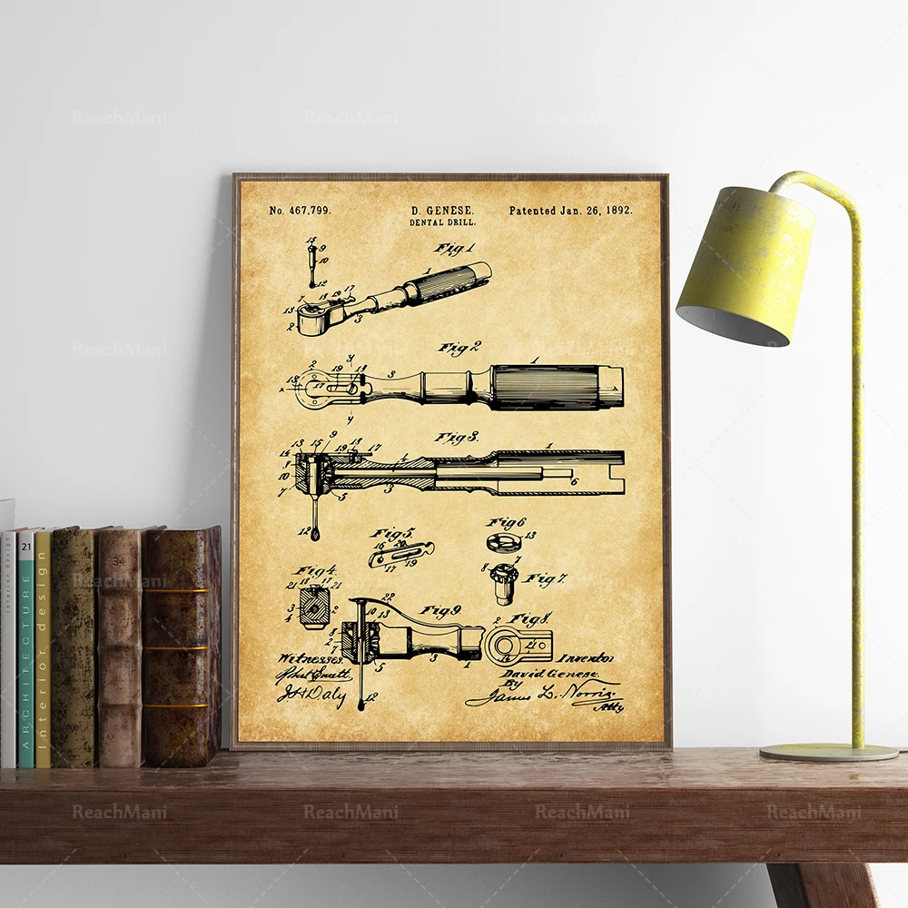 dental patent illustrations framed