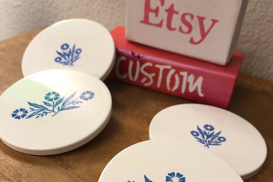enamel inspired ceramic coasters
