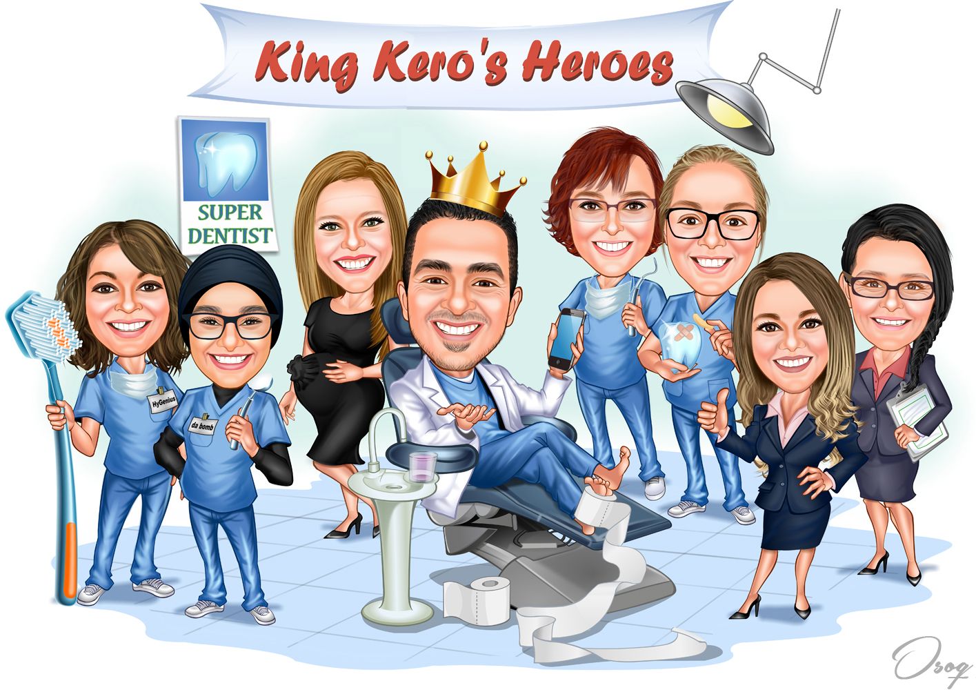 personalized dentist caricature