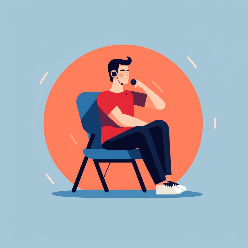 Person sitting comfortably and progressively relaxing their muscles