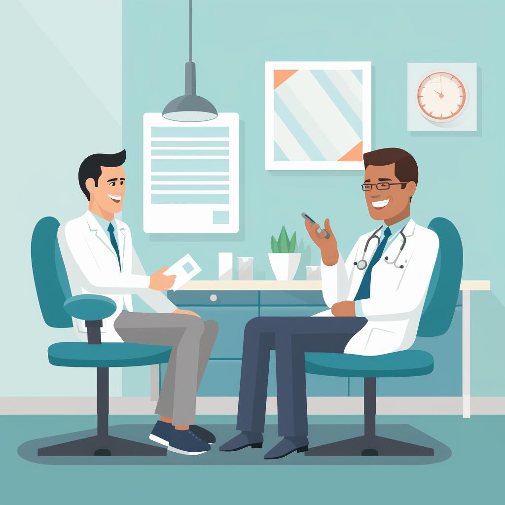 Dentist and patient discussing in a consultation room