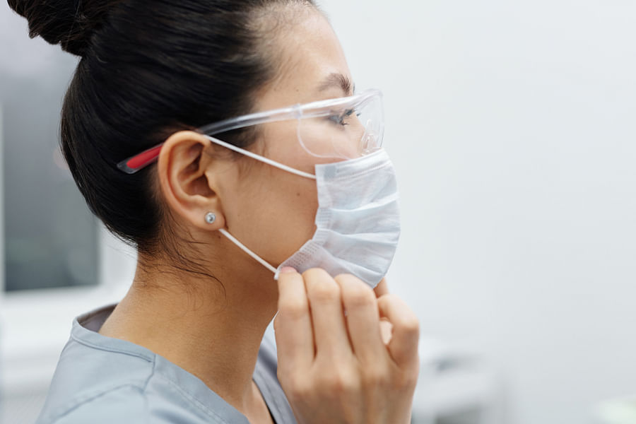 Dentist examining patient\'s teeth close-up