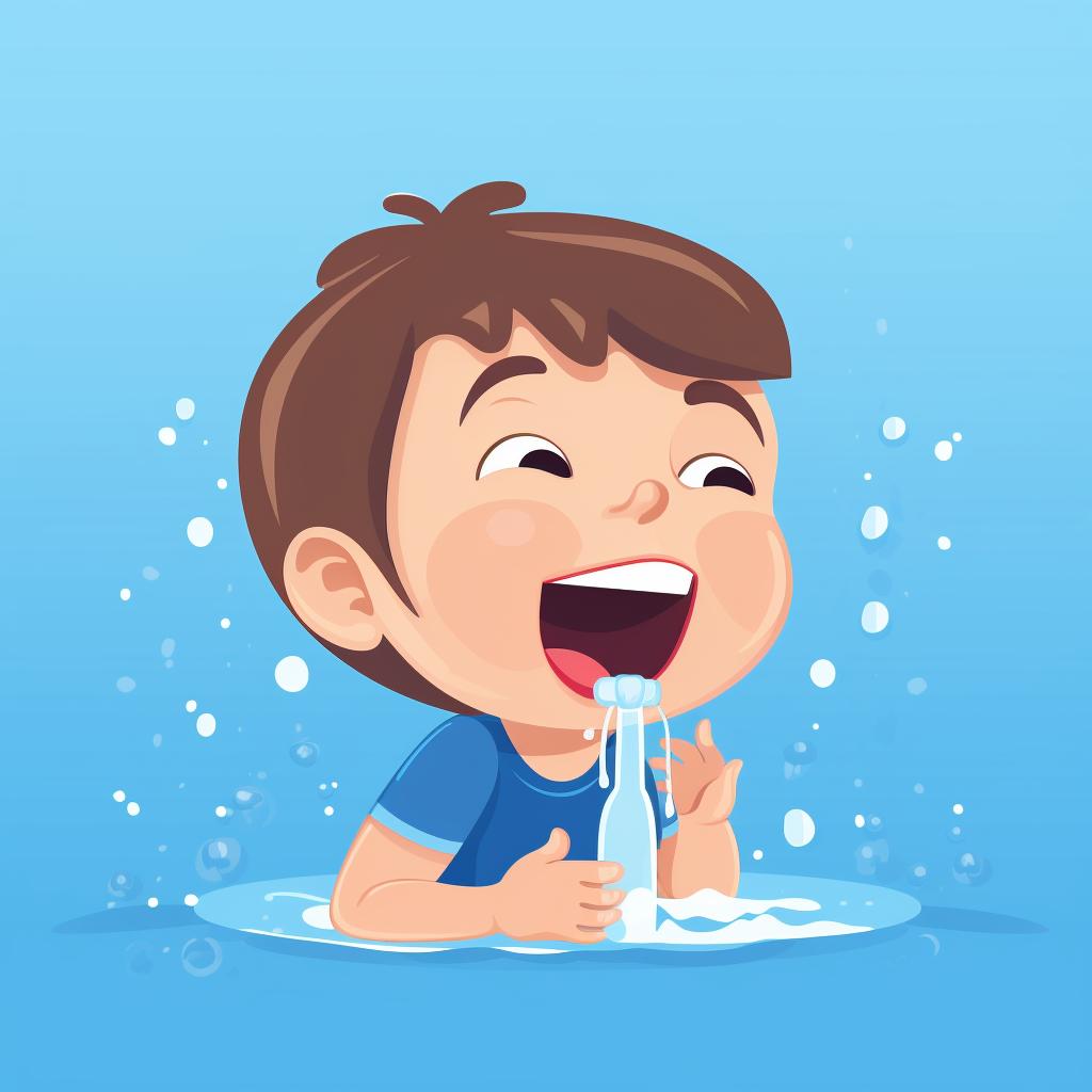 Child rinsing mouth with water